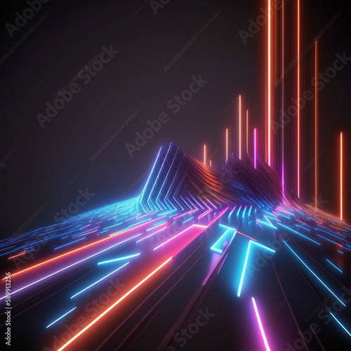 Abstract background with glowing neon lines for a visually stunning and modern aesthetic, Generative AI