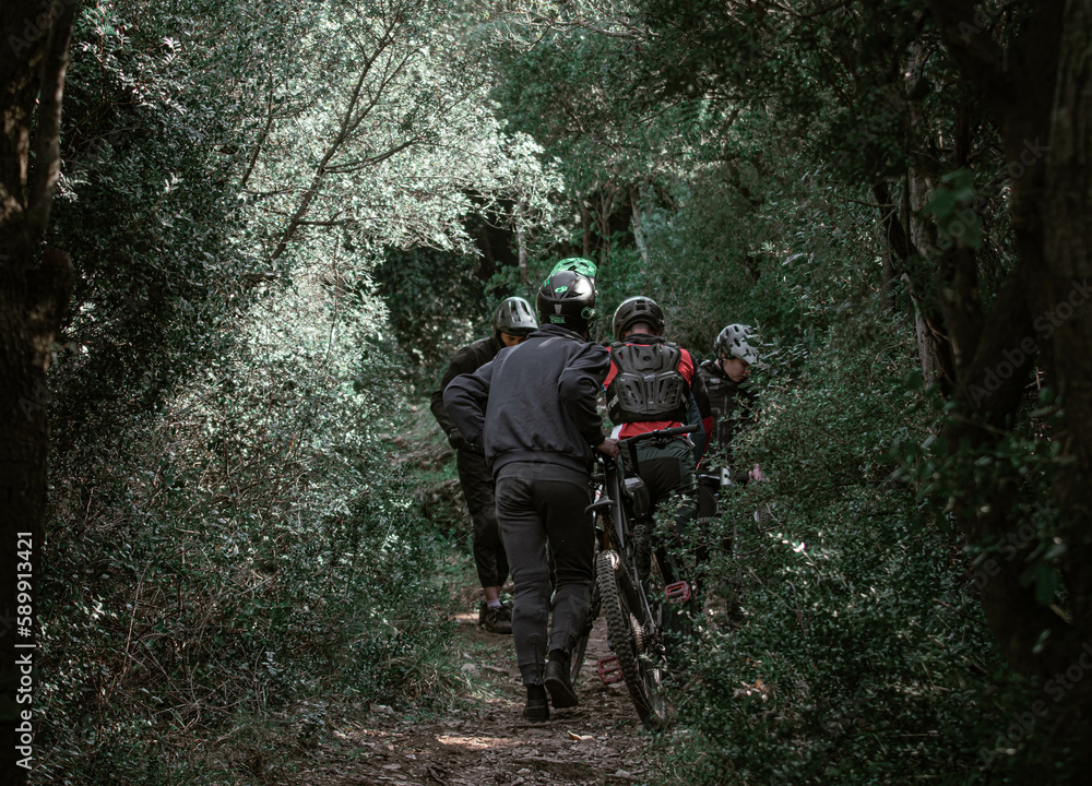 biker in the woods biker in the woods