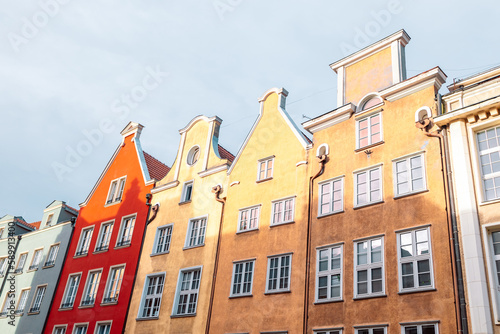 Architecture of the old town in Gdansk with city hall at dawn, Poland. Gdansk is the historical capital of Polish Pomerania with beautiful architecture. High quality photo