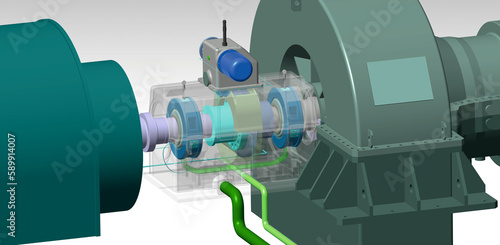 lube oil turbine system 3D illustration