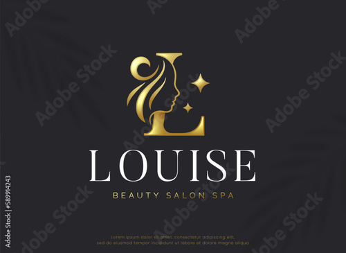 beauty monogram letter l woman silhouette logo design.