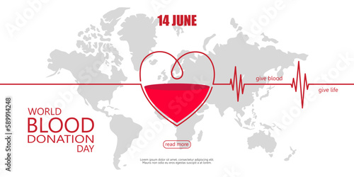 World blood donation day for poster, banner, card, and background. Vector Illustrator flat design concept.