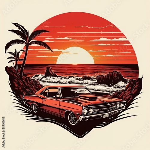 AI Classic American Muscle Car Vintage Power & Performance Mopar Hemi Super Bee Challenger Charger