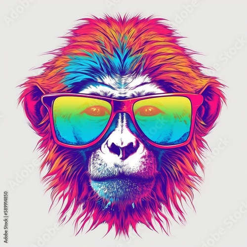 Chillin' Like a Monkey: Colorful Primate with Sunglasses