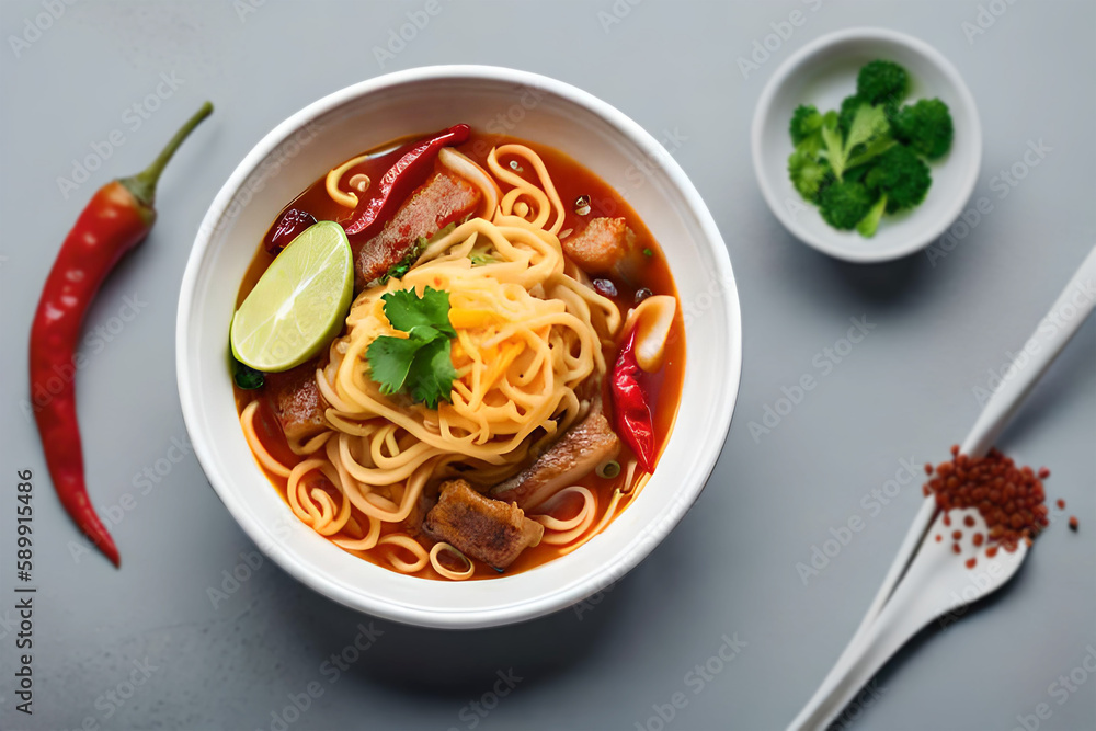 oriental cuisine ramen, hot and spicy, created with generative ai technology oriental cuisine ramen, hot and spicy, created with generative ai technology