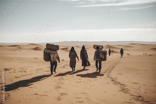 people walking on the desert