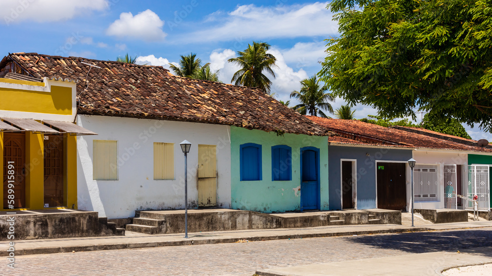 Typical houses of Marechal Deodoro around the church square