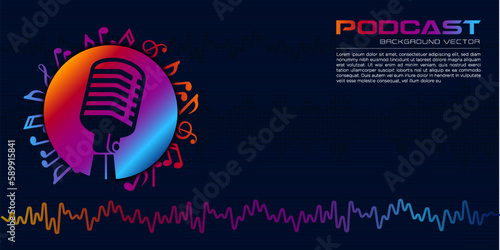 Colorful vibrant podcast background illustration