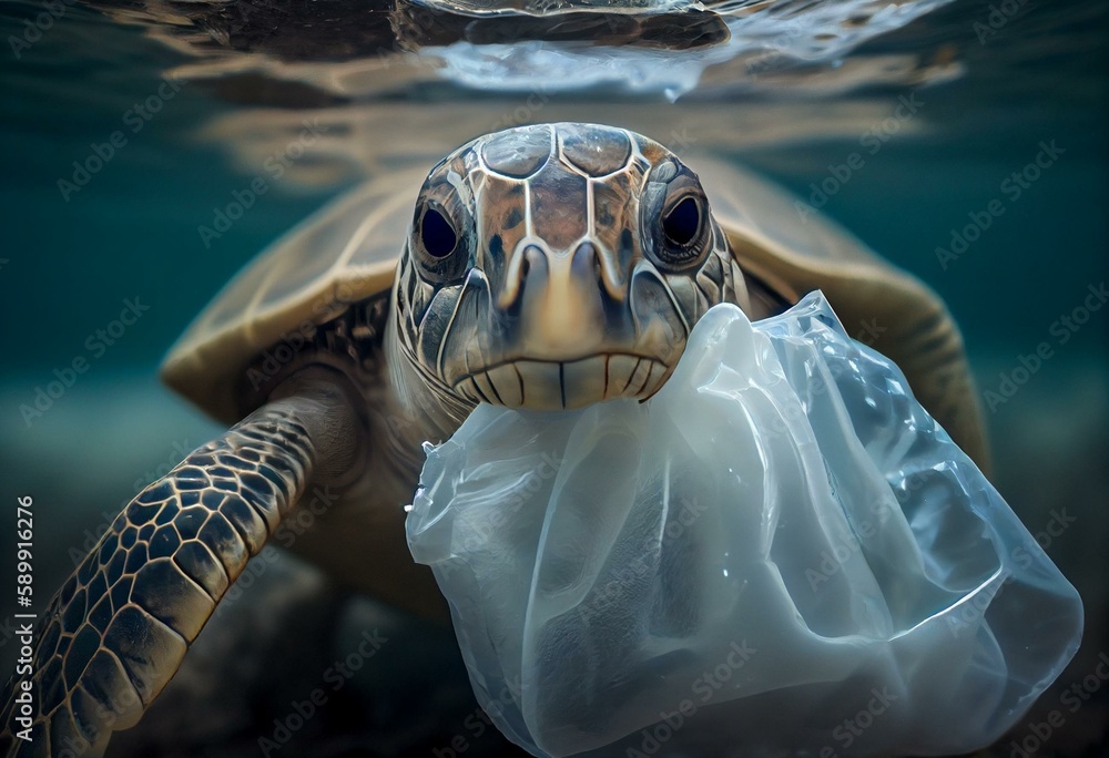 Plastic bag ingestion by turtle highlights ocean plastic pollution as