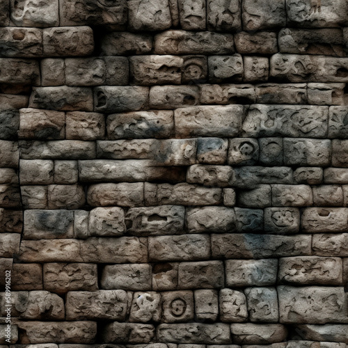 ancient Mayan stone wall tile 4 - Repeating Tile