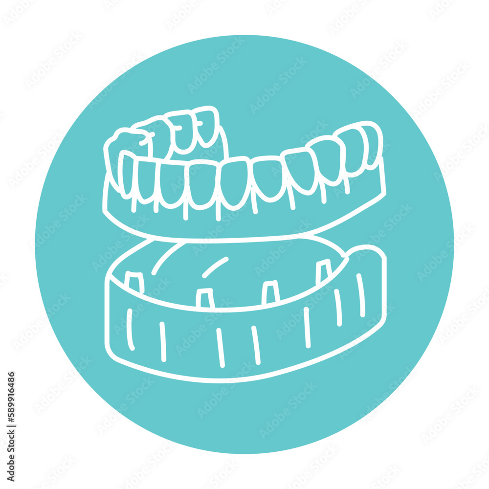 False teeth line icon. Dental prosthetic. False teeth line icon. Dental prosthetic.