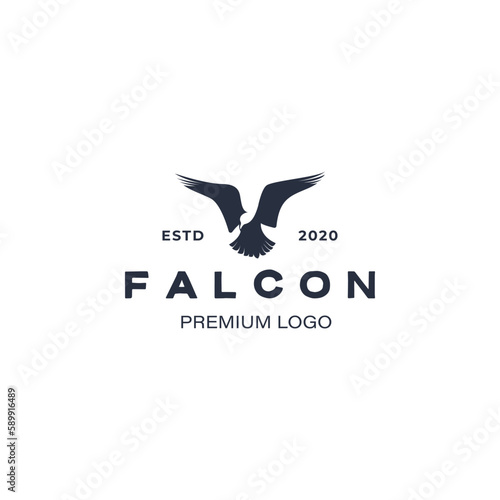 Retro falcon hawk eagle logo design vector illustration template