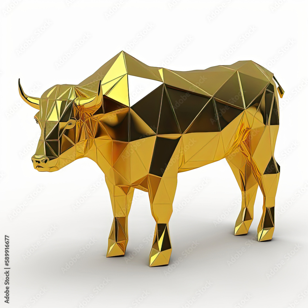 Obraz premium AI generated illustration of golden polygon Bull