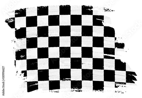 Chequered flag background paint splash brushstroke 3d illustration clipping path