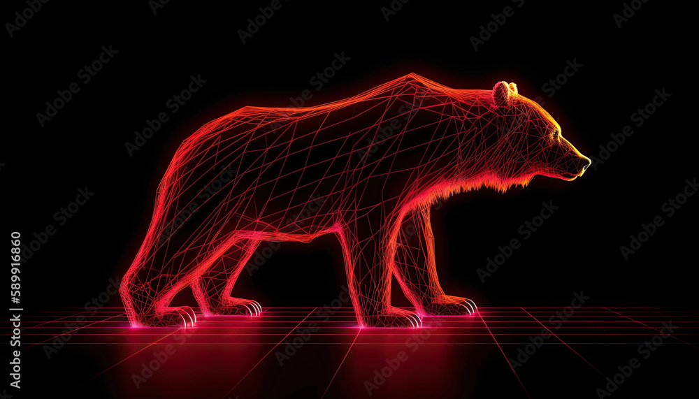 Fototapeta premium AI generated illustration of glowing trade chart to manage investments in bearish stock market,