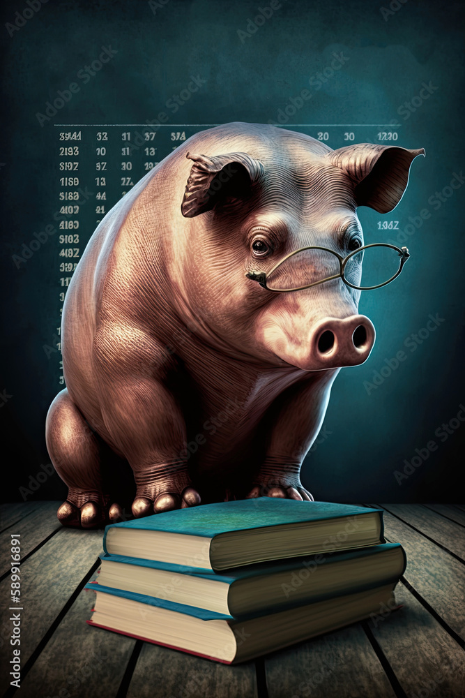 AI generated illustration of A piggy reading how to invest in share market AI generated illustration of A piggy reading how to invest in share market