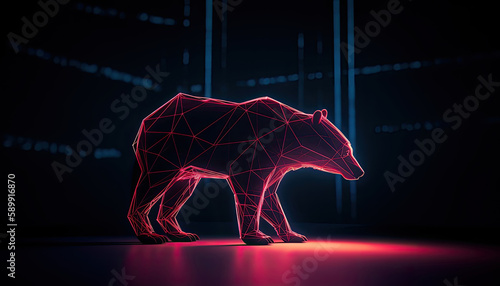 AI generated  illustration of glowing trade chart to manage investments in bearish stock market 