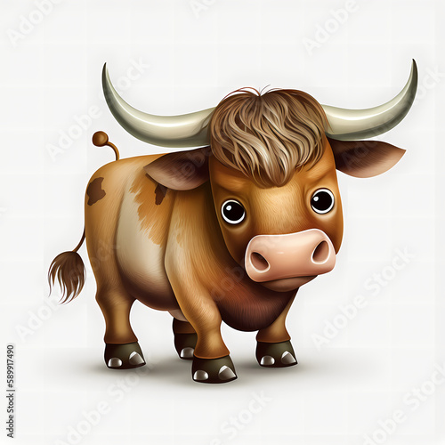 Bull Cartoon Illustration. Generative AI