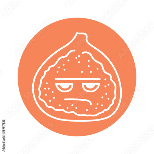 Depressed fig color line icon. Mascot of emotions