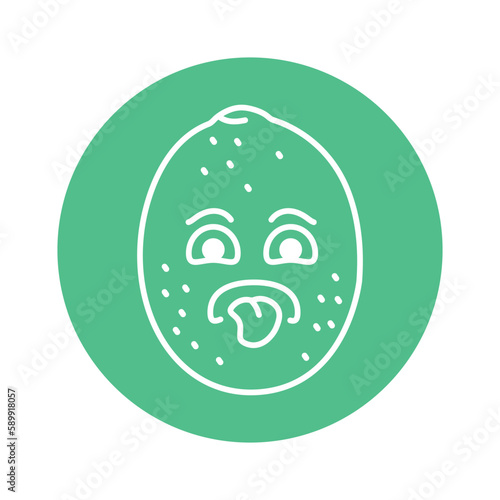 Lime with the emotion of disgust color line icon. Mascot of emotions