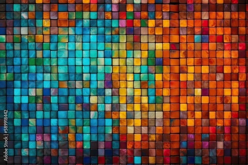 vibrant and colorful tiled wall. Generative AI