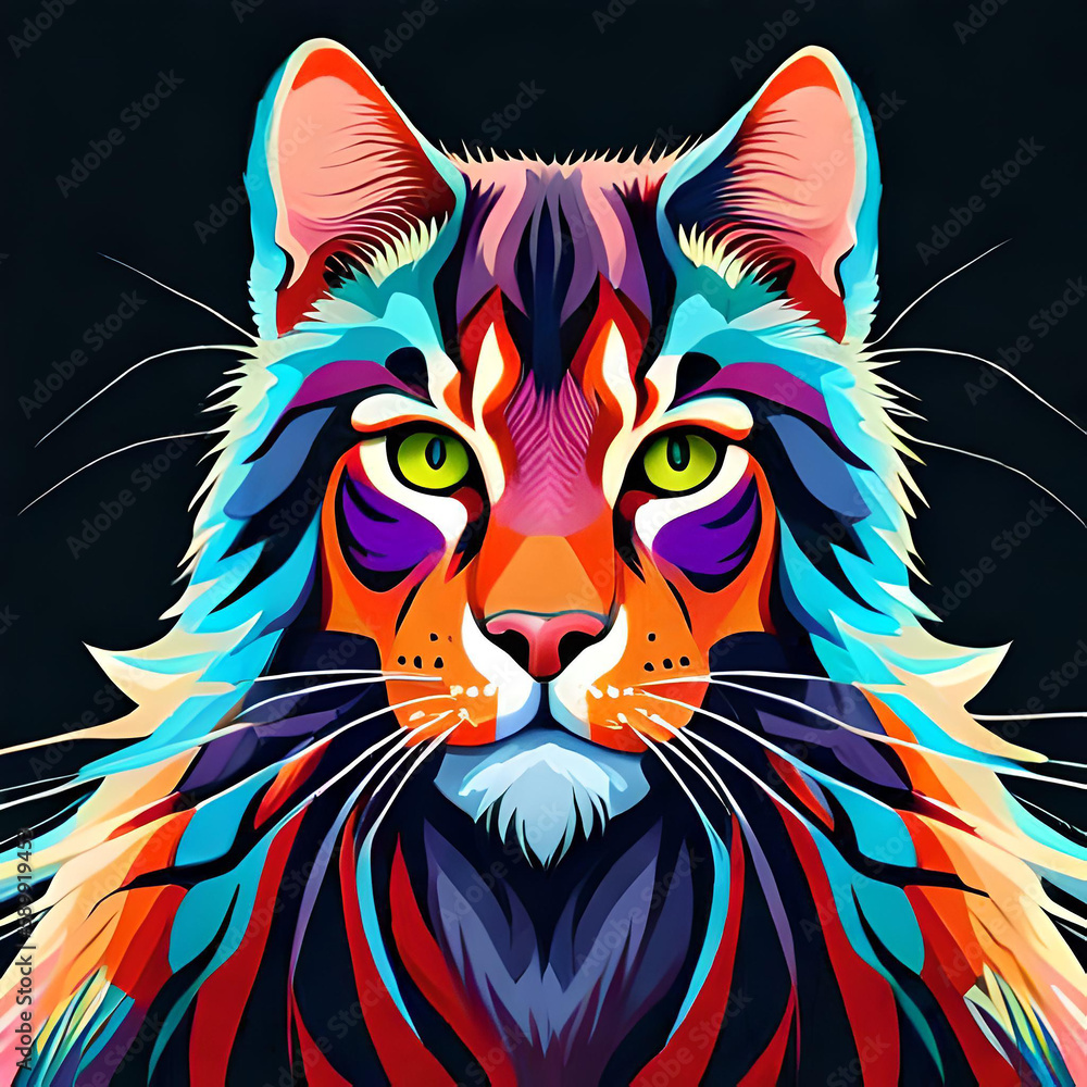 portrait of a colorful owl tiger