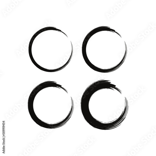 set of black enso zen circle on white background. Vector illustration