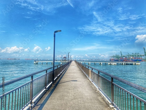 Labrador Jetty, Labrador Park, Singapore. Labrador Jetty offers a panoramic view of the sea and cliff-side vegetation in southern Singapore.