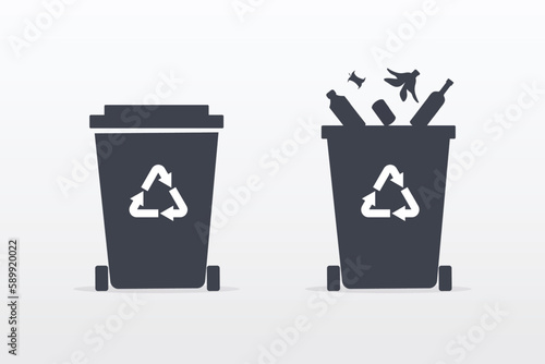 Recycle bin icon. Flat design vector illustration. Stock illustration.