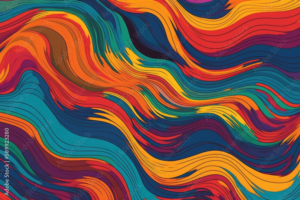 colorful wavy lines on a background. Generative AI