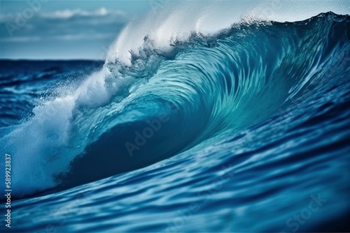 Blue ocean wave summer background made with Generative AI © AEN Creative Studio