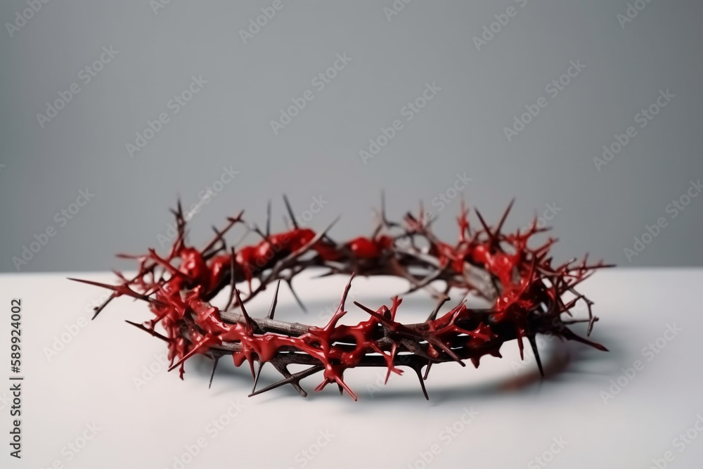 Naklejka premium Jesus Crown of thorns. Generative AI illustration