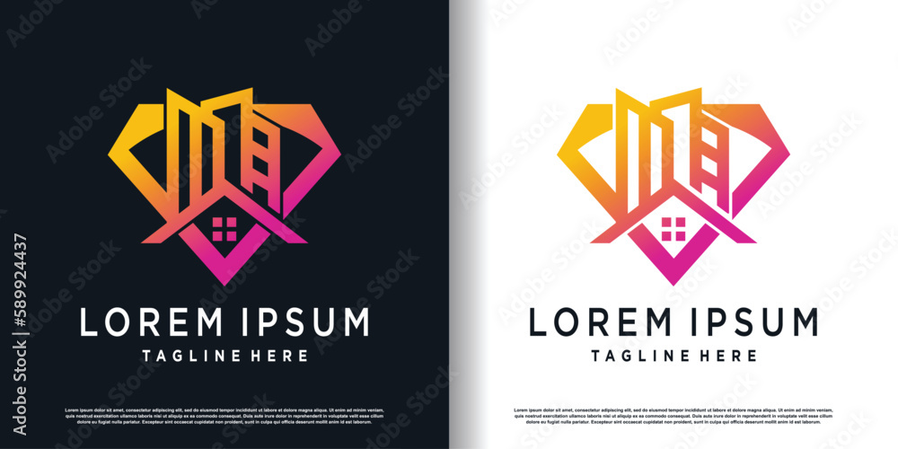 real estate logo design with diamond element concept premium vector real estate logo design with diamond element concept premium vector