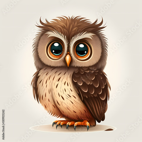 Owl Cartoon Illustration. Generative AI © Darwis