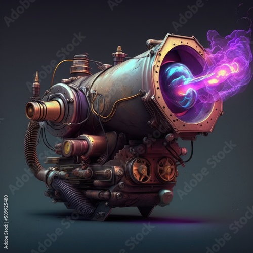 Fototapeta 3d illustration of an old steam engine on a dark background