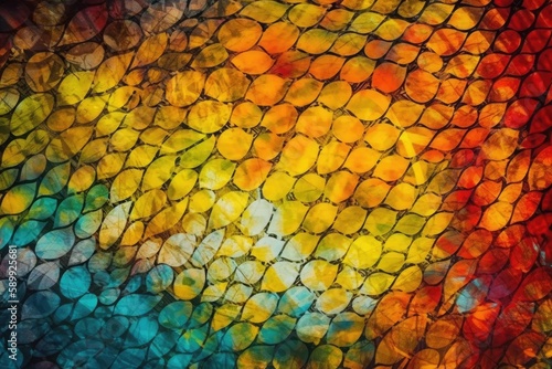 multicolored net in a vibrant painting. Generative AI