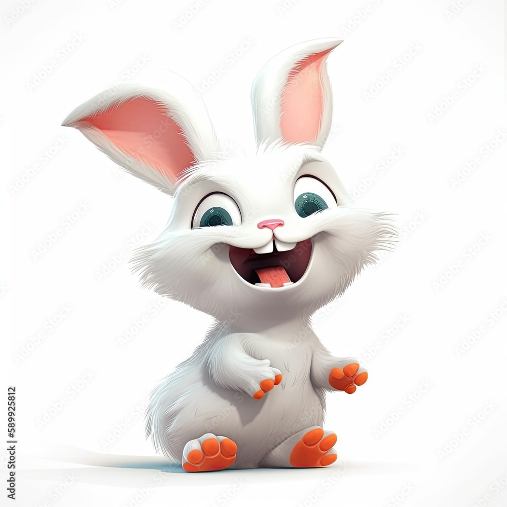 Fototapeta premium Cute little bunny rabbit laughing