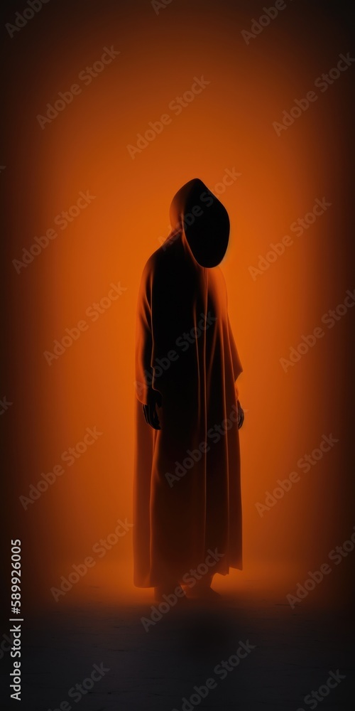 Orange Silhouette in a Divine Haze: A Captivating Blend of Light and Shadow