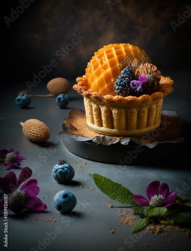 Delicious stylized tart sweet dessert