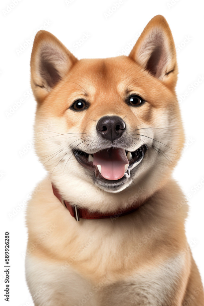 Portrait of a Shiba Inu dog on a transparent background. Generative AI