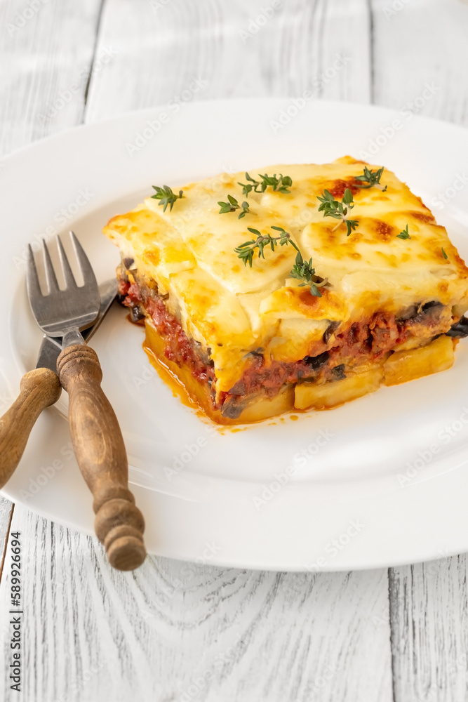 Moussaka eggplant potato based dish Moussaka eggplant potato based dish
