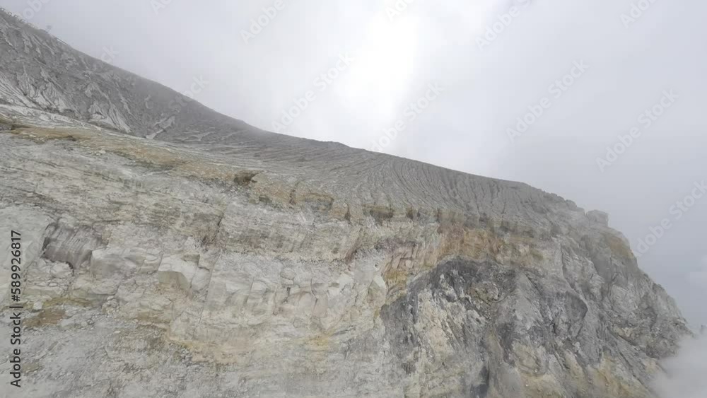 Stunning aerial view of Ijen Volcano with turquoise acid lake. Stunning aerial view of Ijen Volcano with turquoise acid lake.