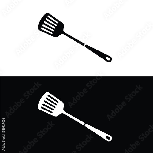 Spatula flat silhouette vector. Silhouette utensil icon. Set of black and white symbols for kitchen concept, kitchen devices, kitchen gadgets, kitchen tools