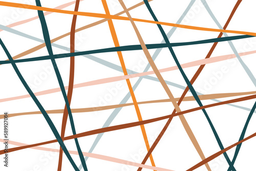 Abstract white background with an chaotic textured lines. Geometric print in bright colors. Pattern for invitation, web, textile, wallpaper, wrapping paper. Vector illustration.