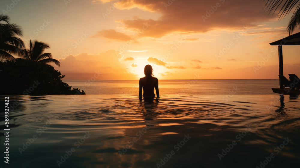 Honeymoon destination. Illustration AI Generative. Honeymoon destination. Illustration AI Generative.