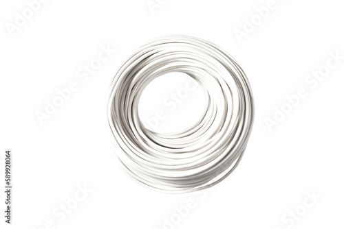 Roll of white electric cable wire isolated