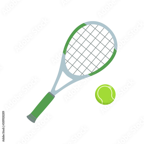 racket and ball tennis flat design style with good quality