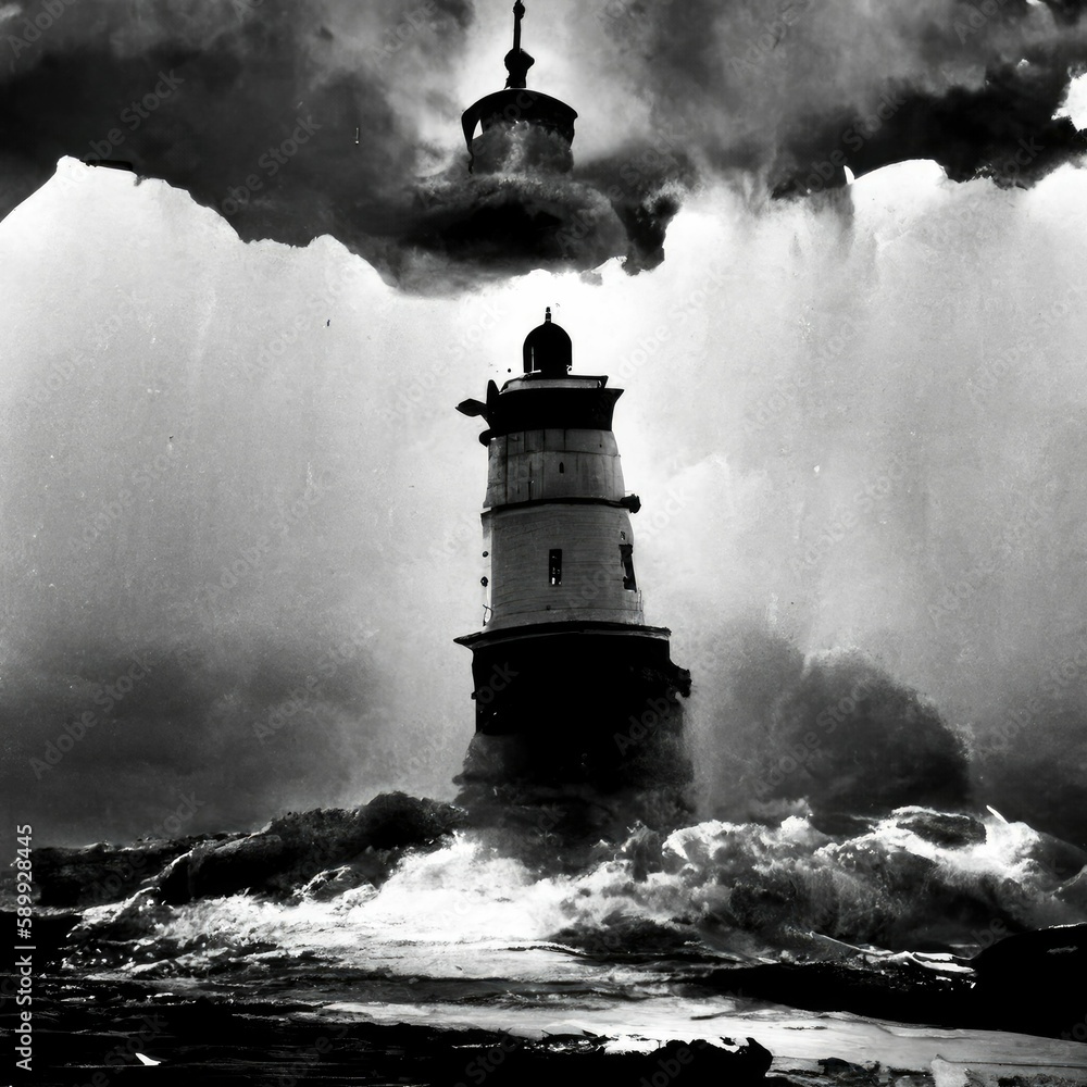 Mesmerizing Photograph of a Lighthouse Amidst a Stormy Sea