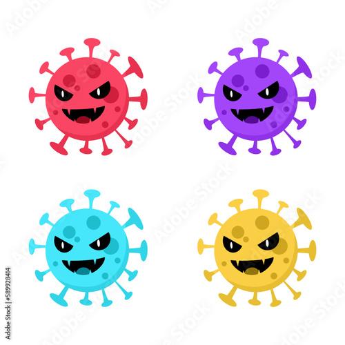 angry virus flat design style with good quality