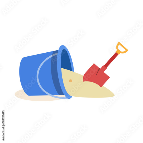 sand bucket and shovel flat design style with good quality